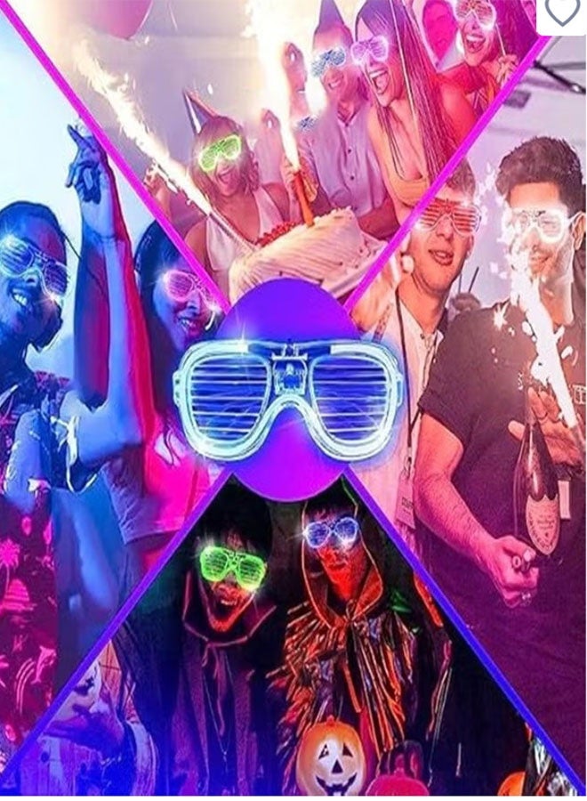 Neon Glow Party Glasses - 5 Colors 5 Pcs Shutter Style, 3 Flash Modes, For Kids & Adults - Image 4